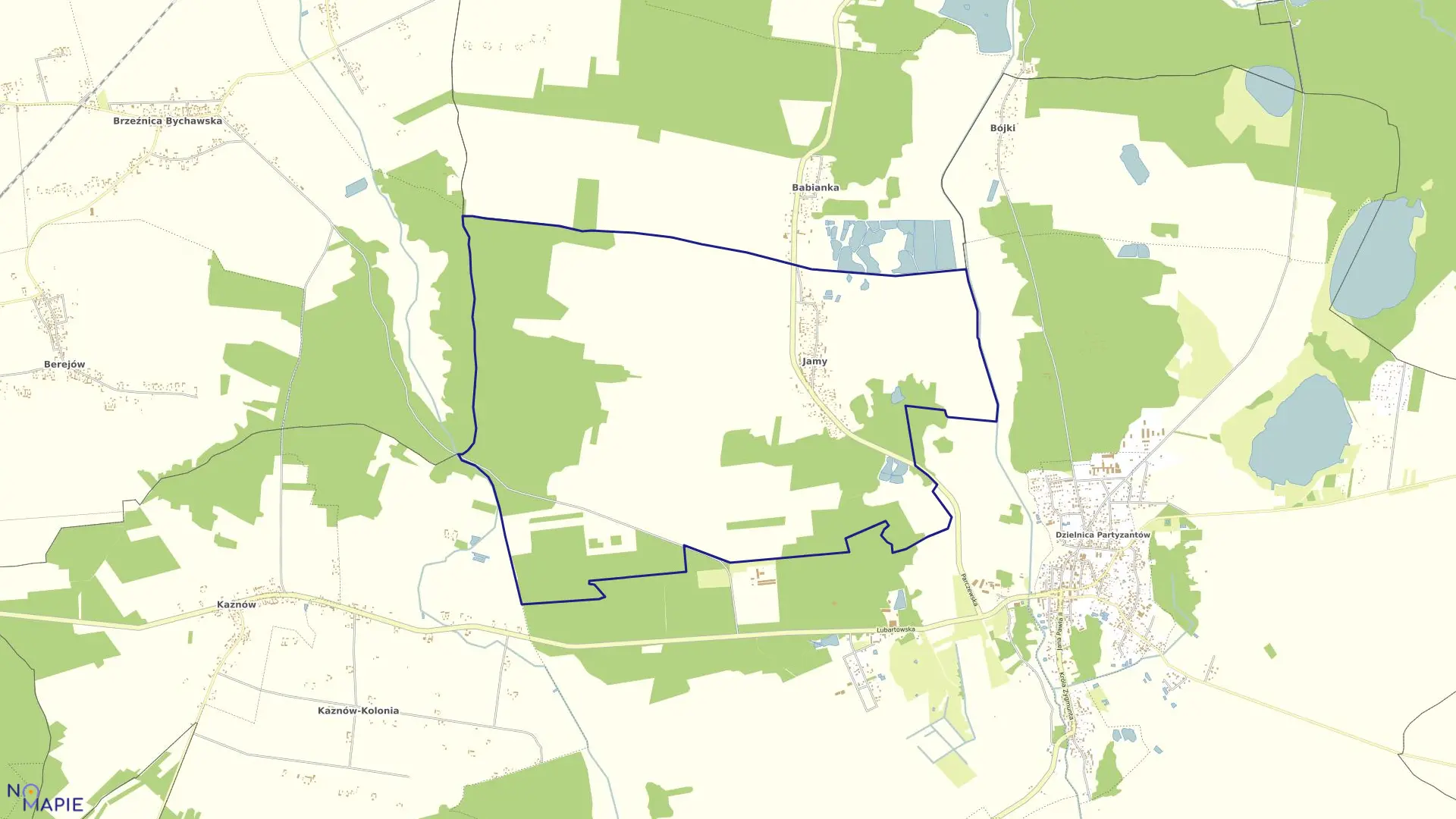 Mapa obrębu JAMY w gminie Ostrów Lubelski