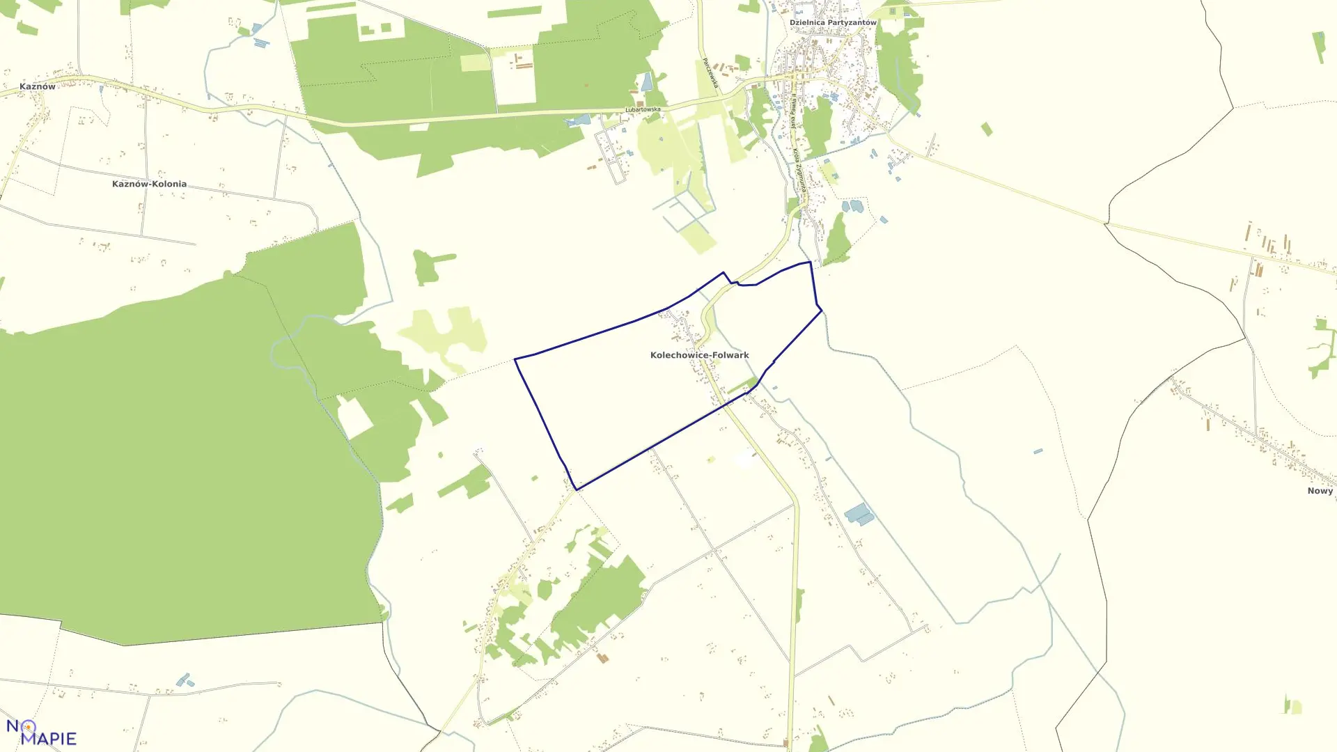 Mapa obrębu KOLECHOWICE FOLWARK w gminie Ostrów Lubelski